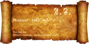 Nusser Hümér névjegykártya